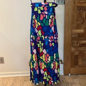 New Kettlewell Blue and Pink Maxi Skirt with Elegant Flow